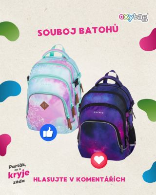 Opět tu máme opět oblíbený souboj batohů. ✨Který se vám líbí víc? OXY SCOOLER Galaxy 🌌❤️ nebo OXY SCOOLER Flowers 🌸 👍...